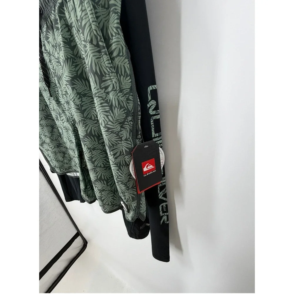 Quiksilver 2-Piece Surf Set Hooded Rash Guard & Swim Trunks Men Size XL NEW
